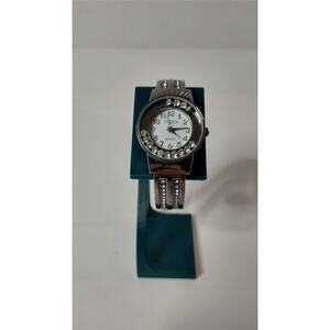 Studio Time Silver Tone Bracket Watch Jewels Move in the Face